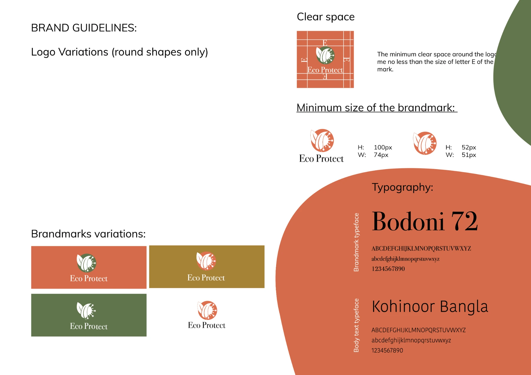Eco Protect logo, typography and clear-space brand guidelines