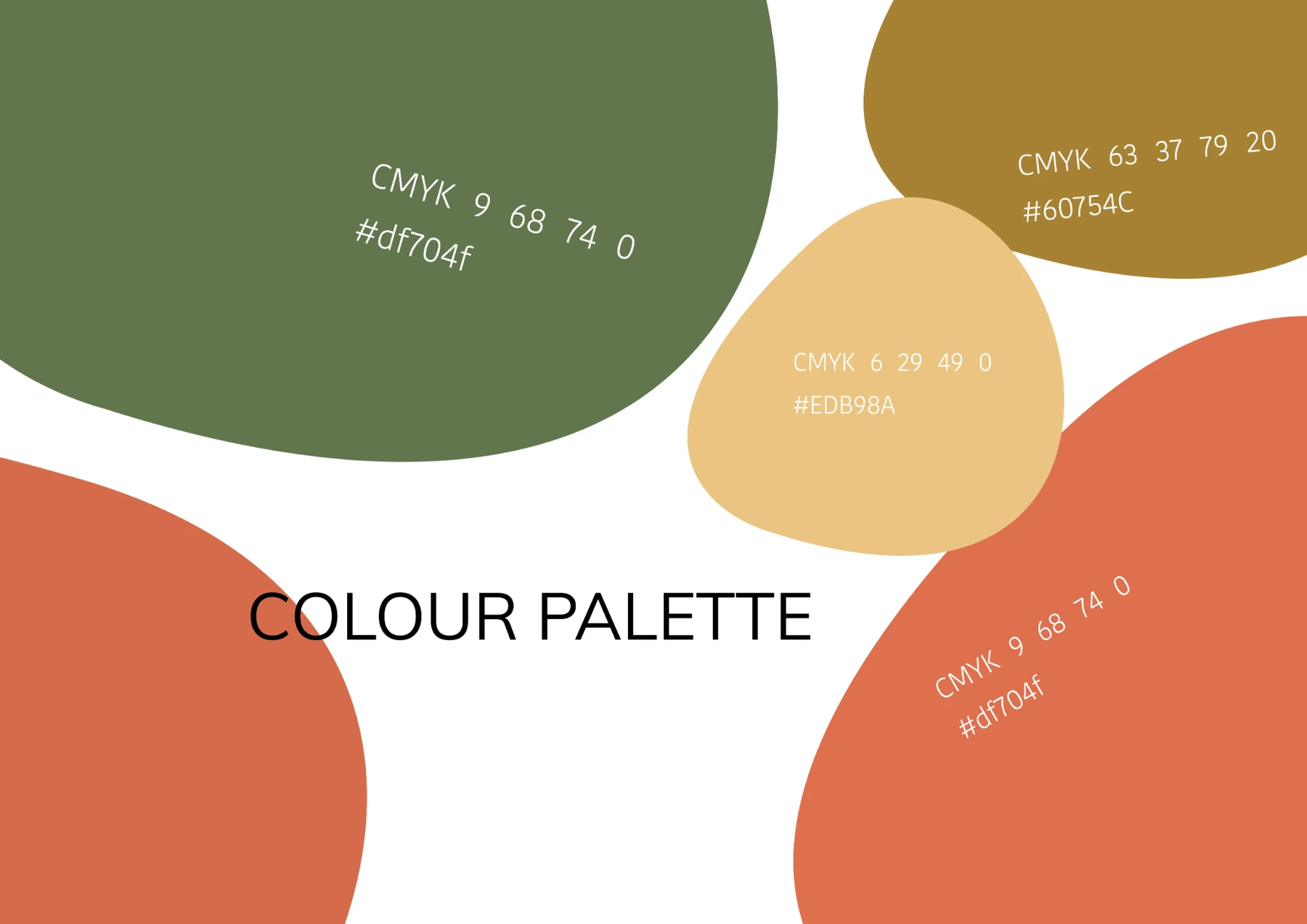 Eco Protect green, terracotta, mustard and sand colour palette