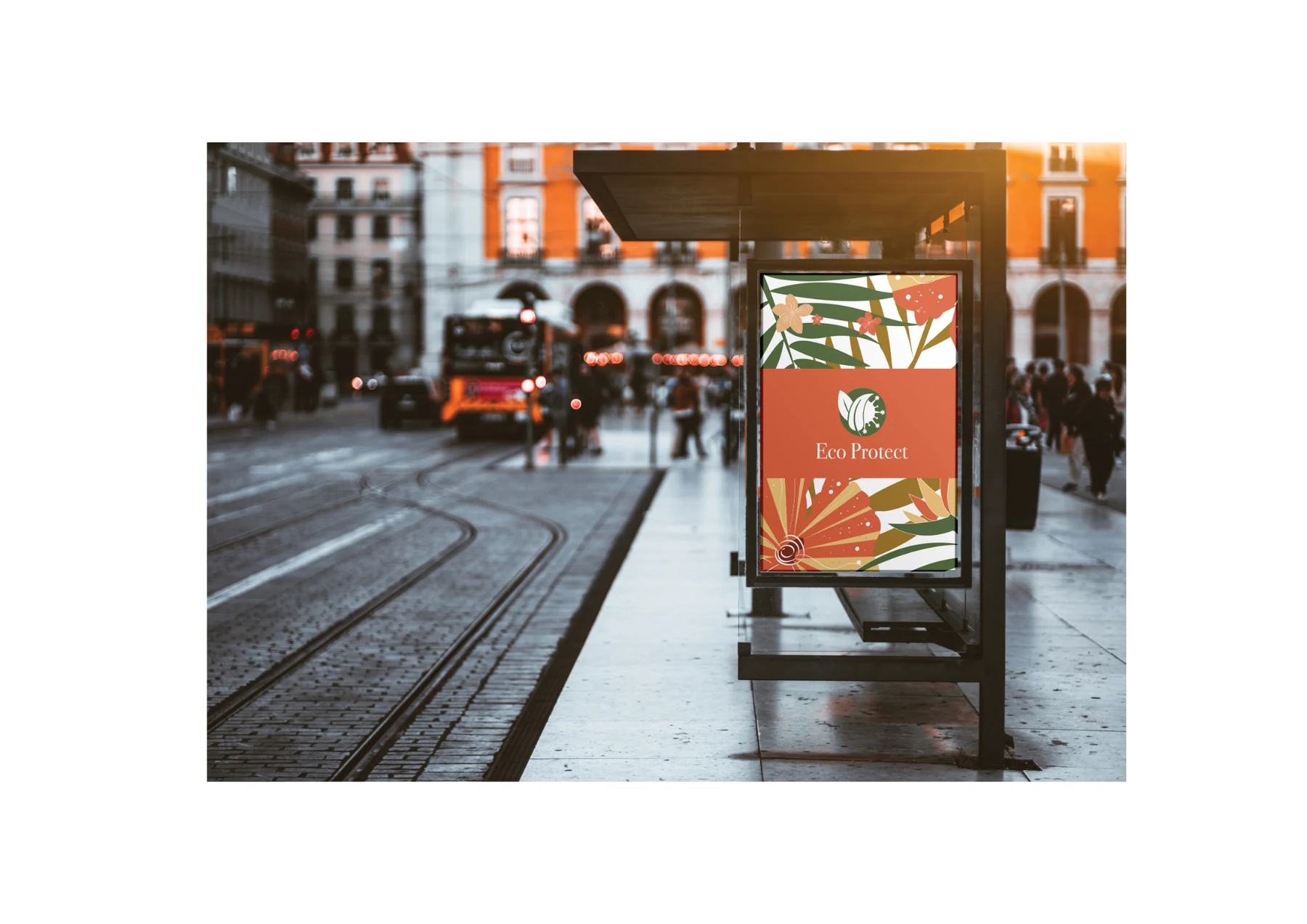 Eco Protect outdoor advertising at a city bus shelter