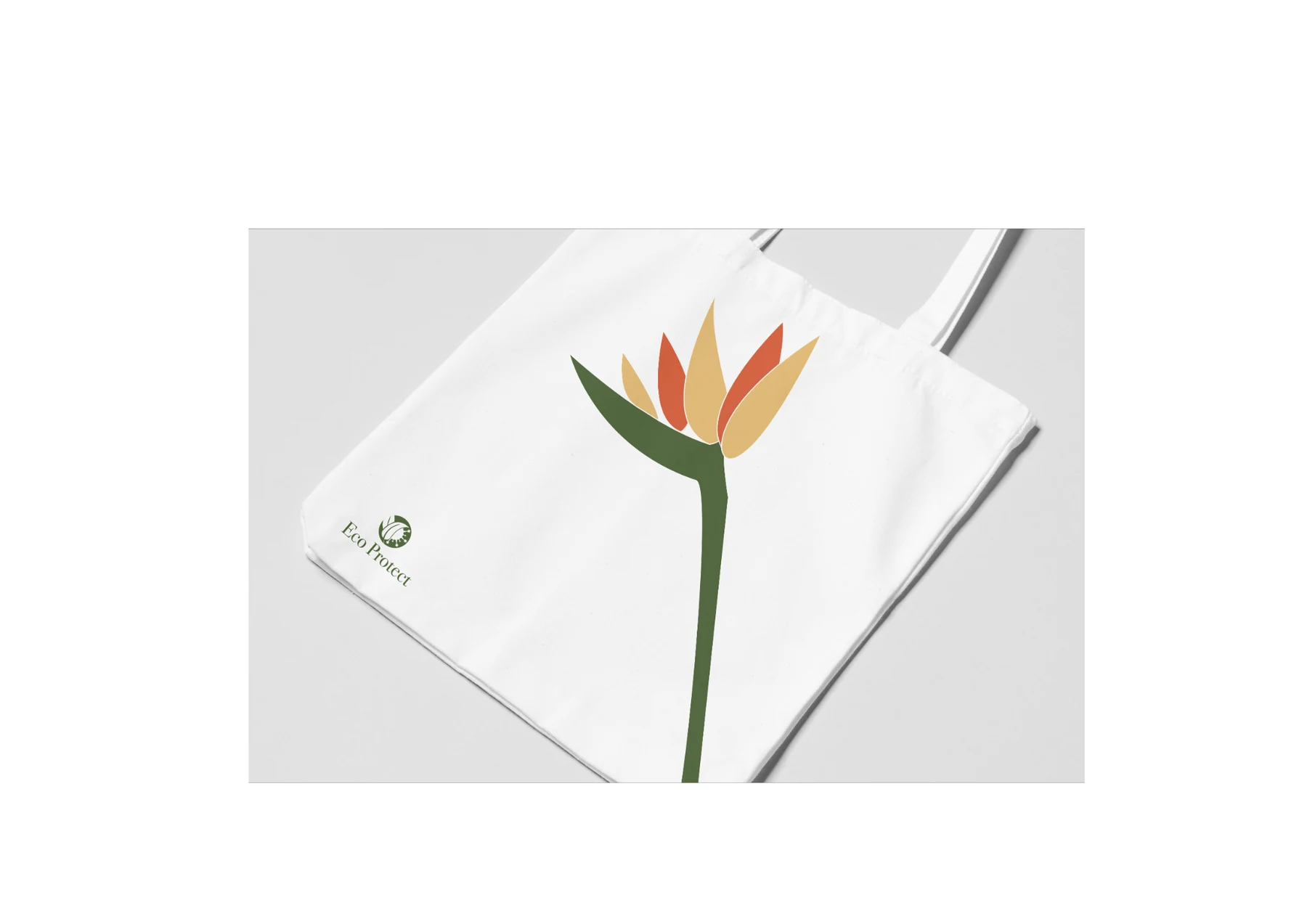 Eco Protect bird-of-paradise illustration on a tote bag