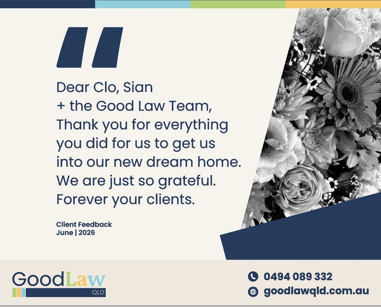 Good Law QLD client feedback social media graphic