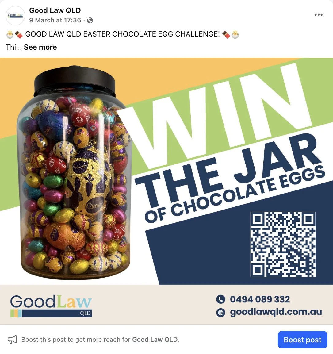 Good Law QLD Easter community campaign Facebook post