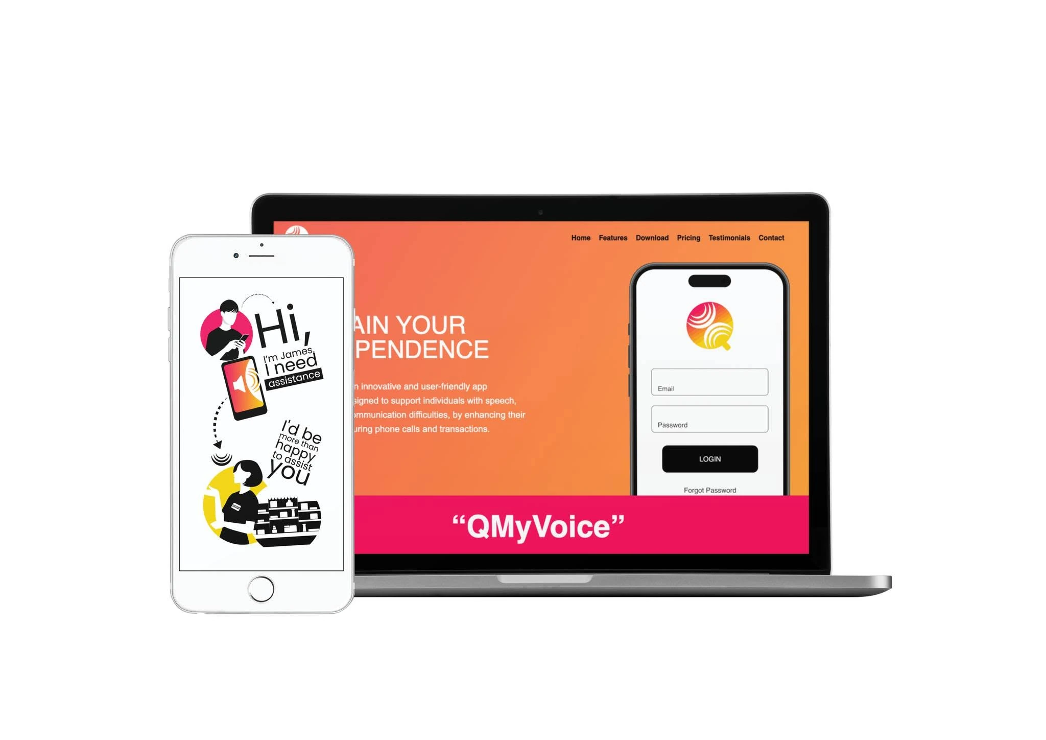 QMyVoice accessible mobile app and responsive website design