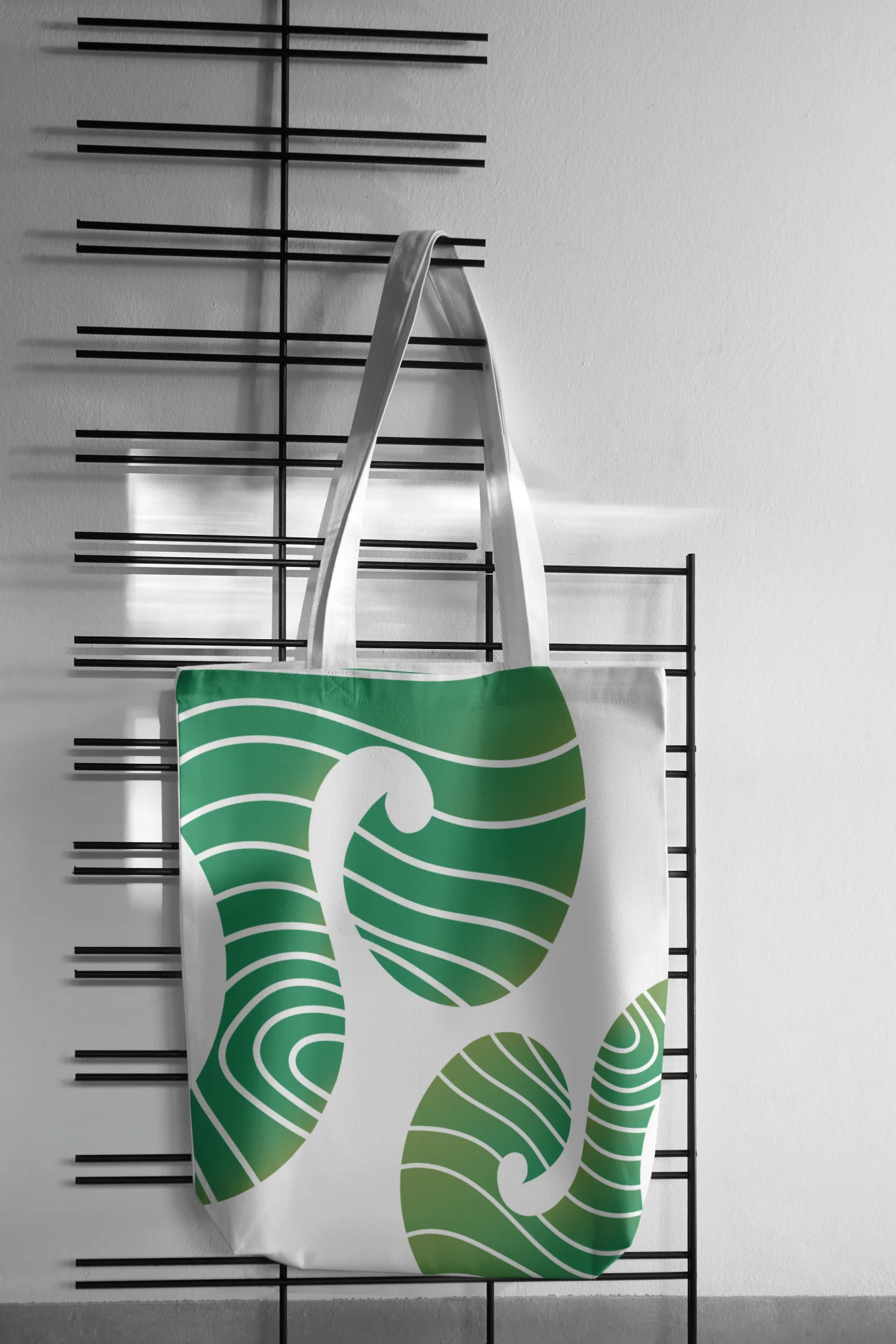 Squirrel fingerprint pattern on green tote bag