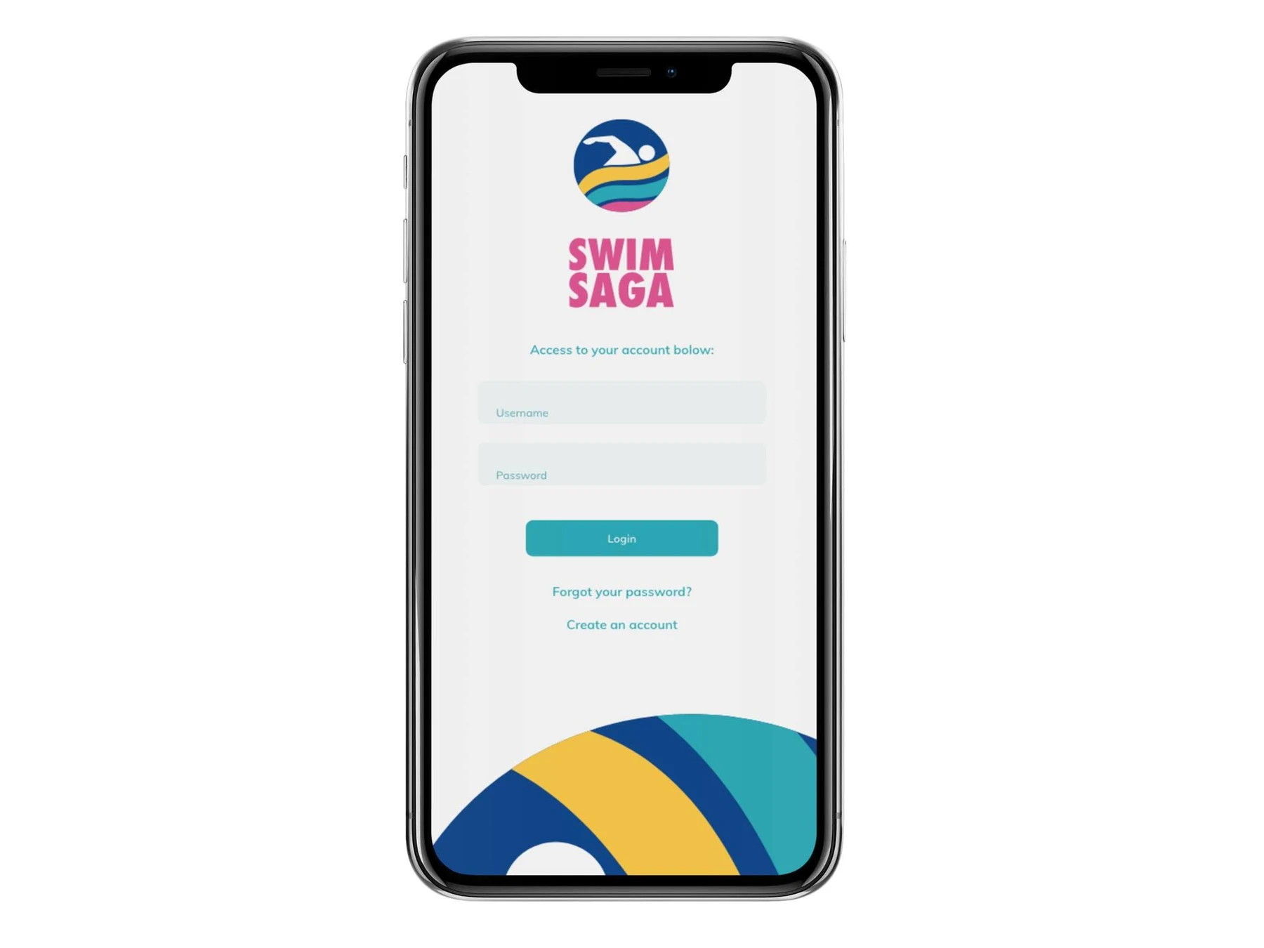 Swim Saga username and password login form